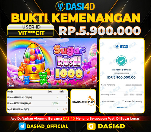 BUKTI KEMENANGAN 30 NOVEMBER  2025 DI SUGAR RUSH 1000 RP.5.900.000