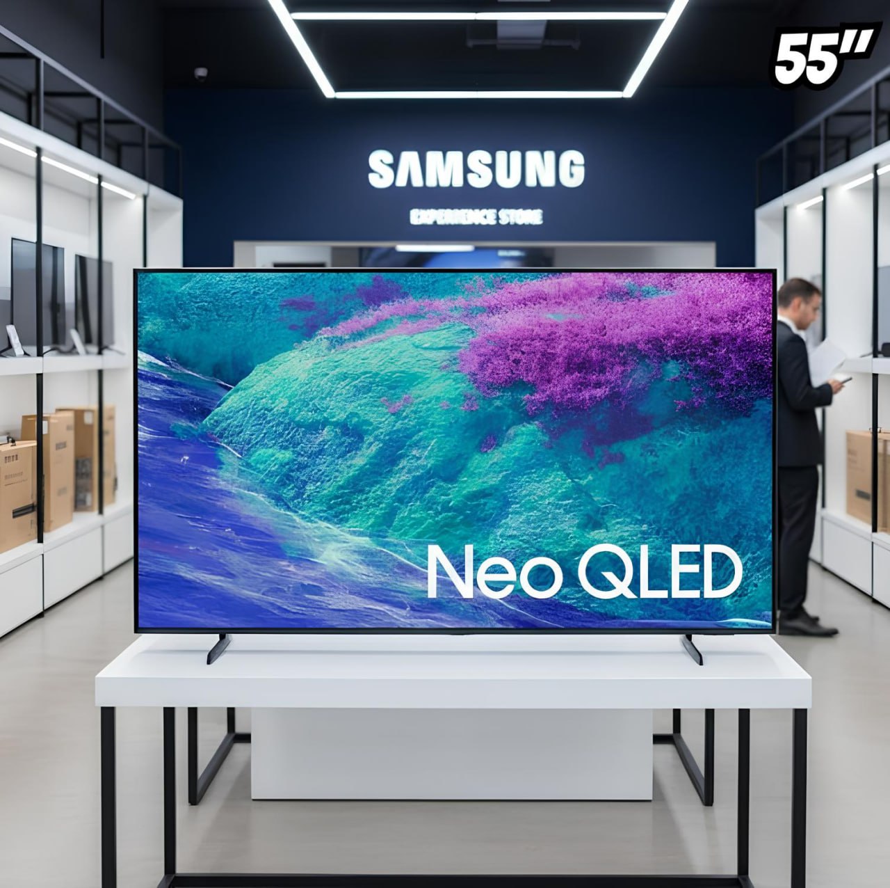Samsung Vision AI TV 55″ NEO QLED Ultra 4K QN1EF 2025, Mini LED, Processador com AI, Controle por Gestos, Modo AI, Painel até 144hz