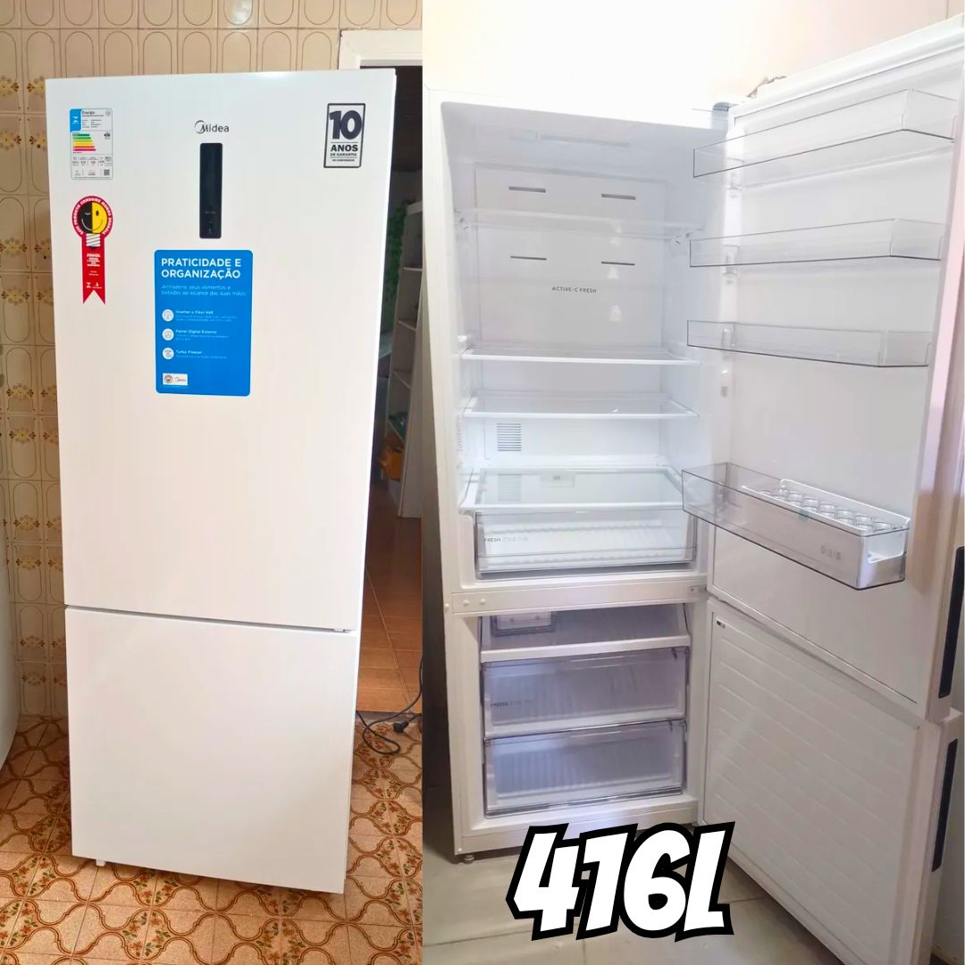 Geladeira Inverse Frost Free 416l Inverter Branca Midea Cor Branco
