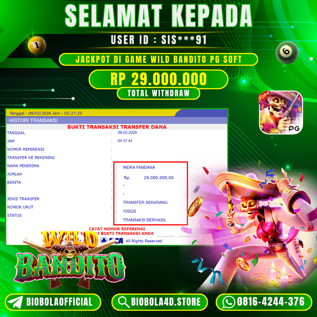 JP WILD BANDITO PG SOFT 29 JT DI BAYAR LUNAS !!