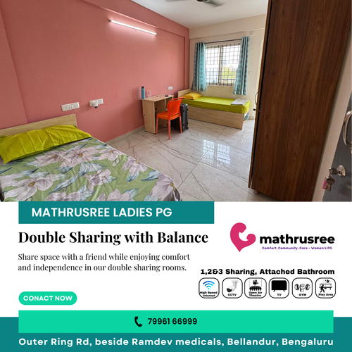 Double sharing rooms that offer both comfort and companionship.