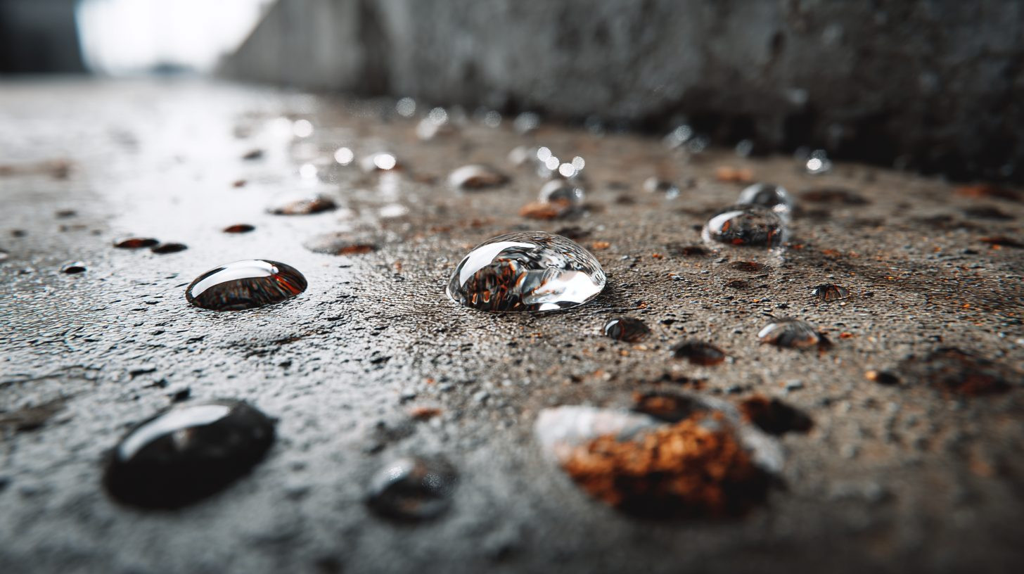 Пример водоотделения на поверхности свежего бетона