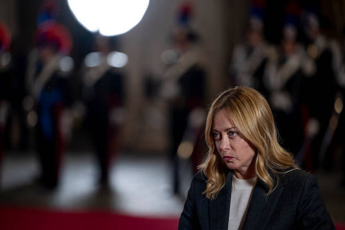 ROME, ITALY - NOVEMBER 19: Italian Prime Minister Giorgia Meloni reacts as she arrives to meet Croat.jpg