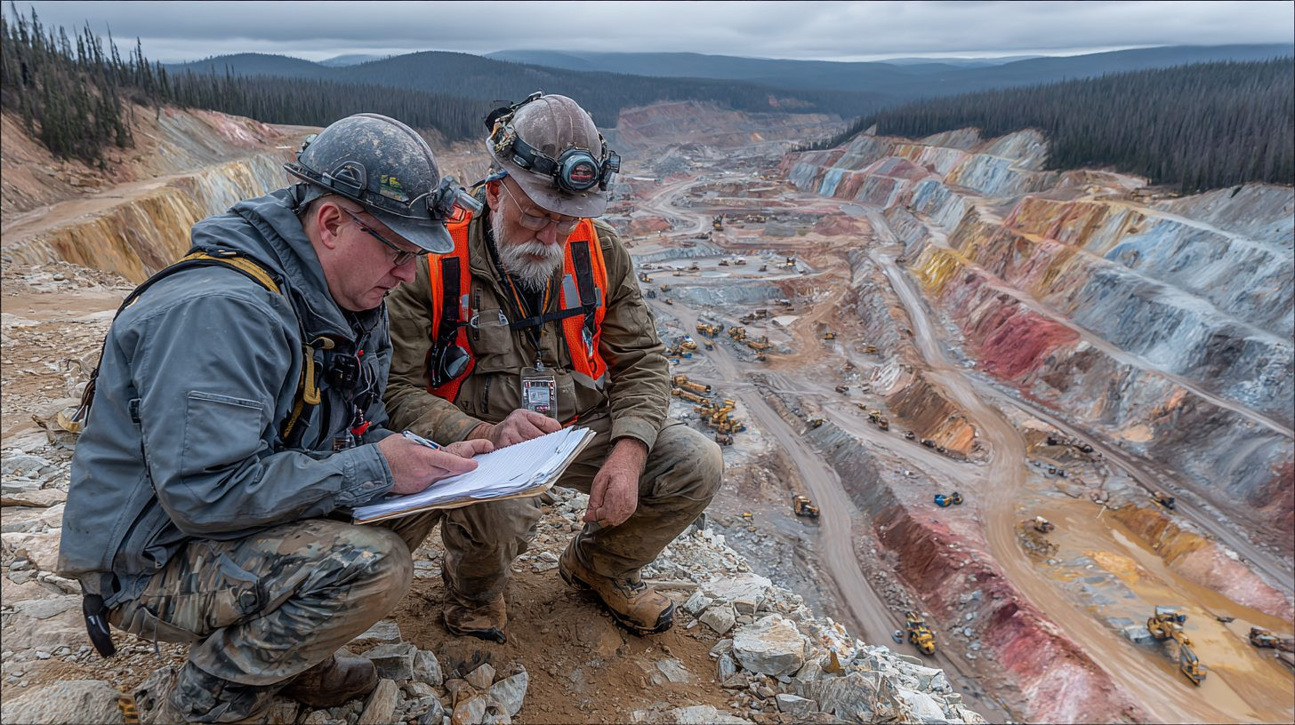 Геологи проводят разведку песчаного карьера в России