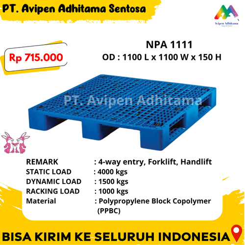 Pallet Plastik Heavy Duty 4 Way Entry Type NPA 1111.png