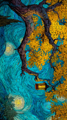 dovakin 2024 Van Gogh style night orchard one lantern hanging f 8643310f 4711 446b ab9e c385289c6e2d.jpg