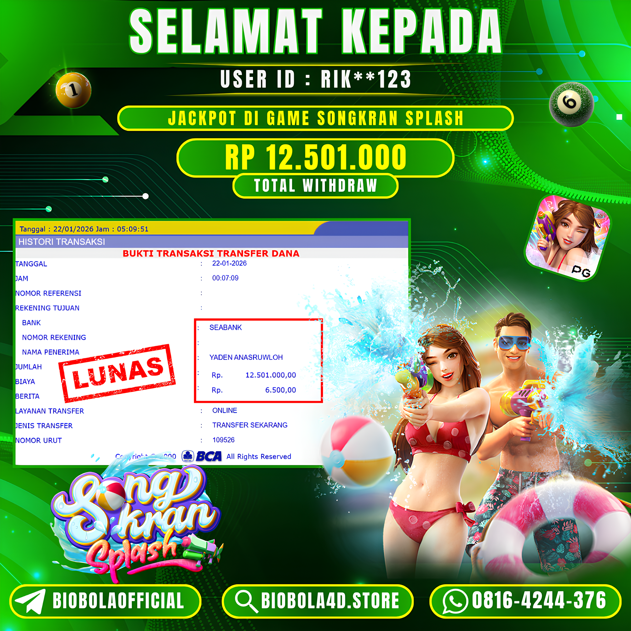 JP Songkran Splash PG SOFT 12 JT DI BAYAR LUNAS !!