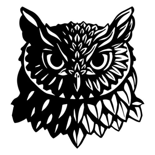 9f75ed0b36321d4e7a9e955986f350a9 face owl black and white.webp