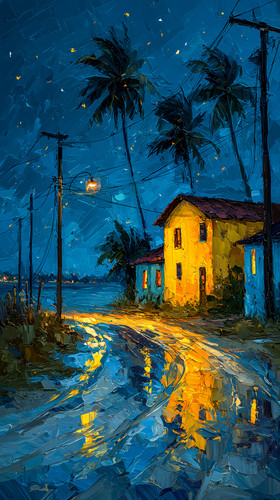 dovakin 2024 Van Gogh style rainy Kerala village lane tiny hous 2df3ee0a ab30 486b 966c 595a9fc3130f.jpg