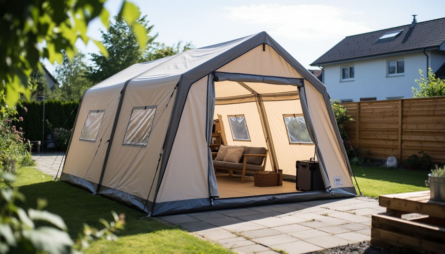 тент беседка из ткани Оксфорд на дачном участке