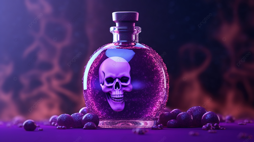 pngtree d rendering of halloween poison bottle on a mysterious purple background image 13532276.png