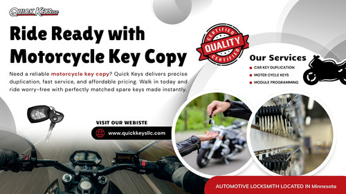 Need a reliable motorcycle key copy? Quick Keys delivers precise duplication, fast service, and affordable pricing. Walk in today and ride worry-free with perfectly matched spare keys made instantly.

https://quickkeysllc.com/motor-cycle-keys/