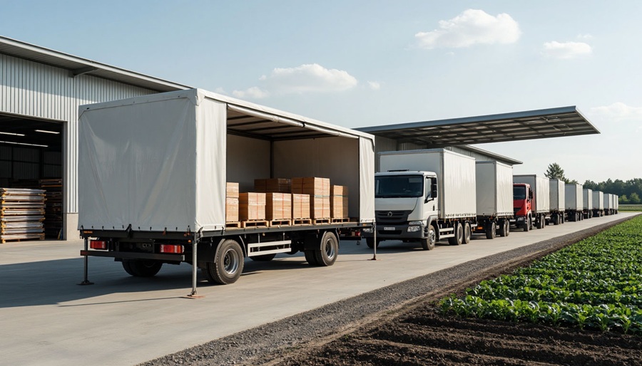 Грузовой автомобиль с тентом для перевозки