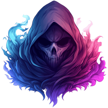 fiery skull in hooded cloak a dark fantasy logo design png.png