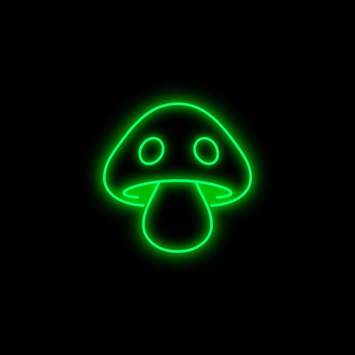make a neon green mushroom symbol with black background..jpg