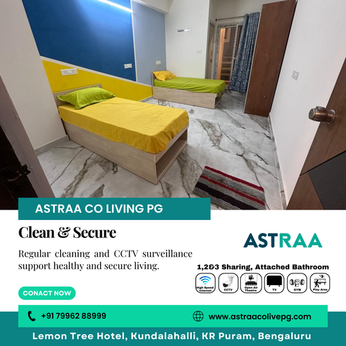 At Astraa Coliving PG, hygiene and safety are daily priorities.