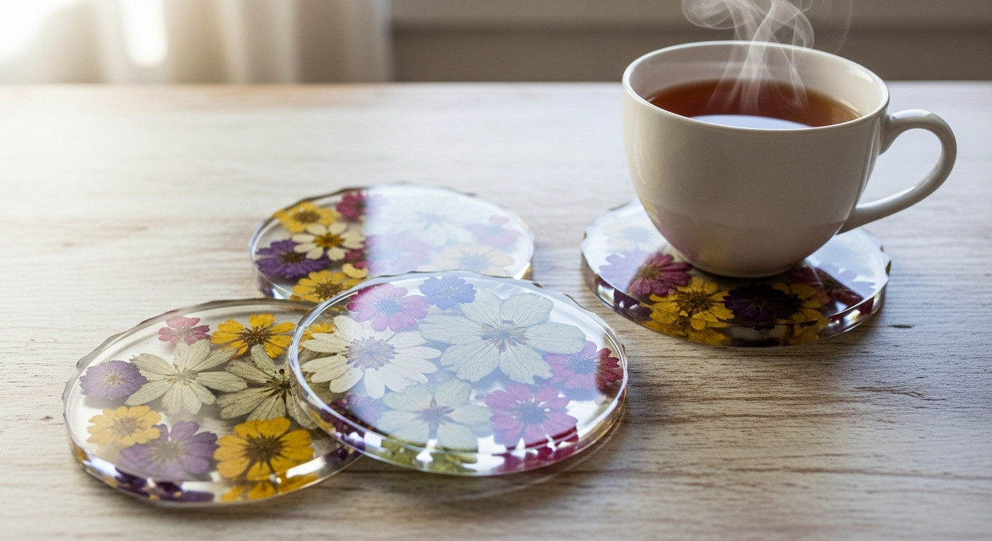 Цветочные подставки из эпоксидной смолы и чай