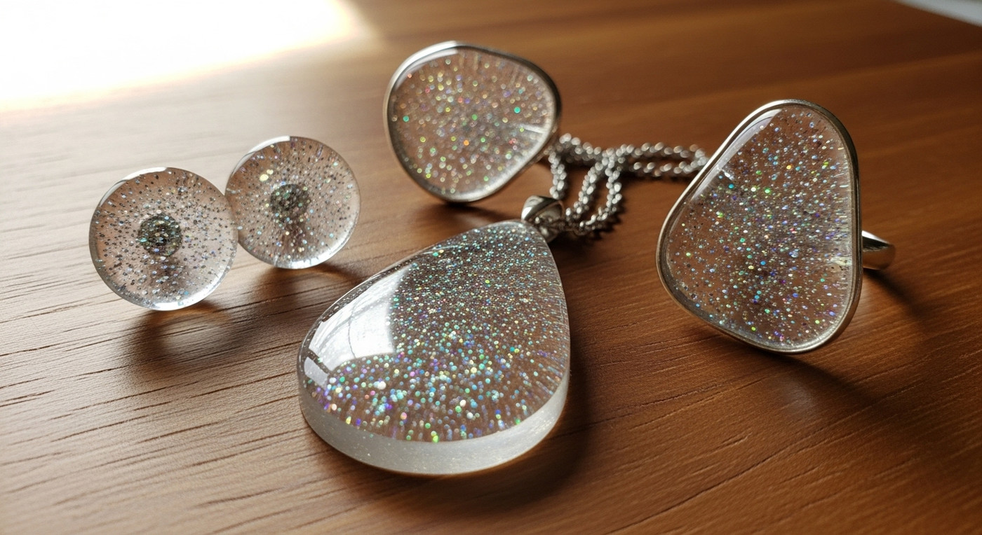 Ювелирный набор из эпоксидной смолы с глиттером