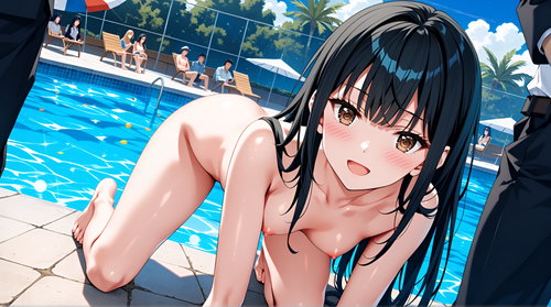 ブルーモト 【オリジナルキャラ】セイさん、プールで全裸露出 その2 131618190 p13