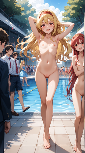 ブルーモト 【オリジナルキャラ】ちとせちゃん、プールで全裸露出 その1 132265025 p1