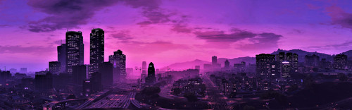 GTA 5 city at night purple style skyscrapers 3840x1200.jpg