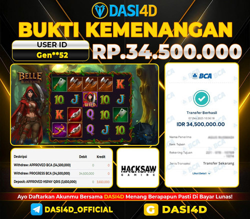 BUKTI KEMENANGAN 07 DECEMBER 2025 DI  BELLE THE BLADE  RP.34.500.000