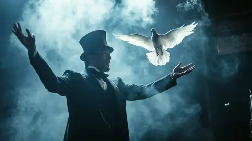 magician releasing dove stockcake.webp