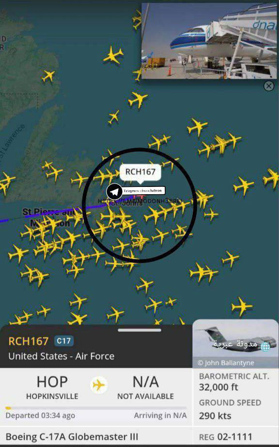 مصادر عبرية تشير إلى تحركات لطائرات النقل العسكرية الأمريكية بهدف تعزيز جاهزية الهجوم في الشرق الأوسط. يُعتقد أن هذا التحرك يأتي كاستعداد سريع لشنّ ضر...