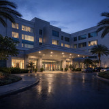 Hospital entrance exterior morning