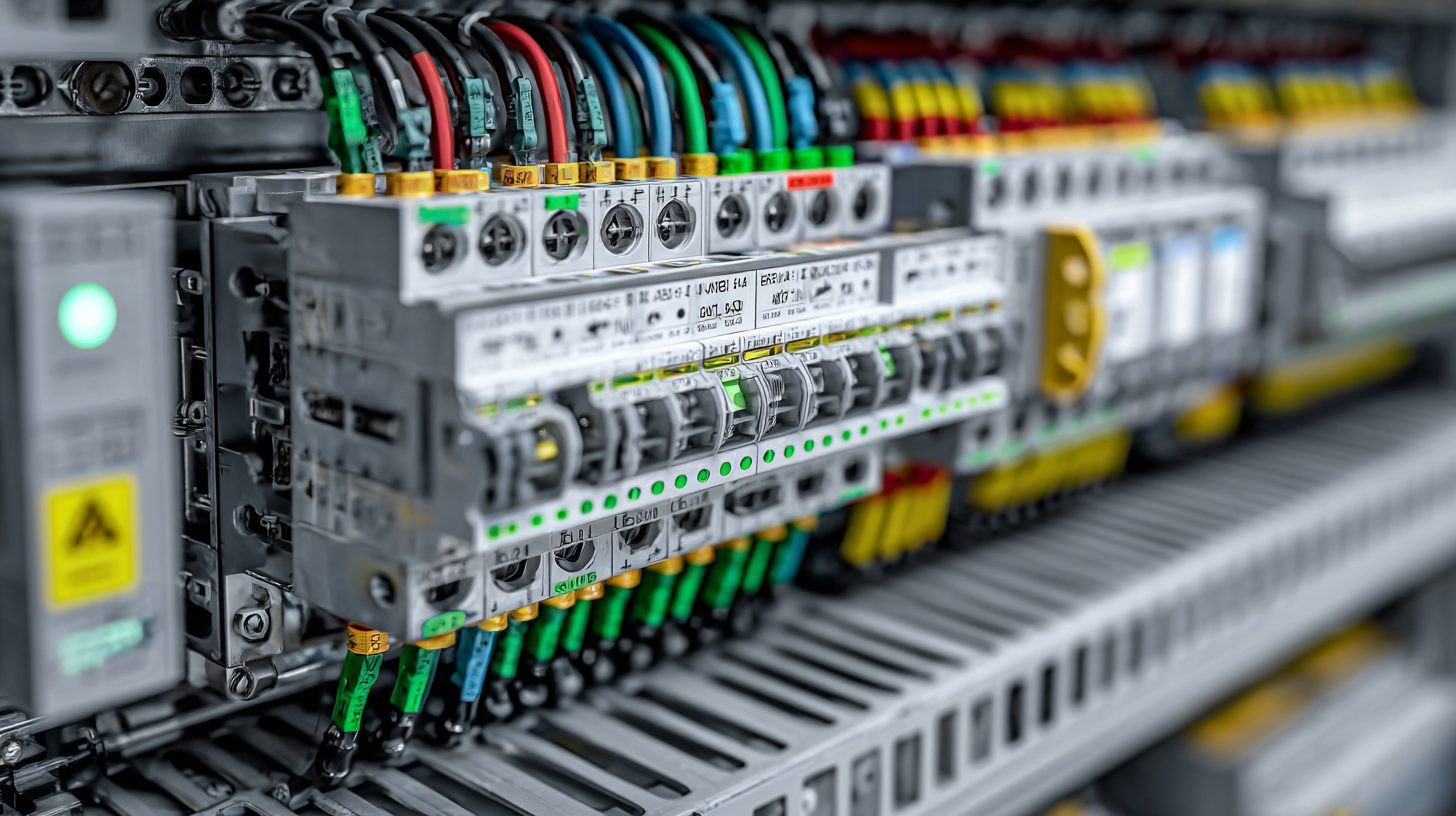 Распределительная клеммная колодка на DIN-рейке в промышленном шкафу