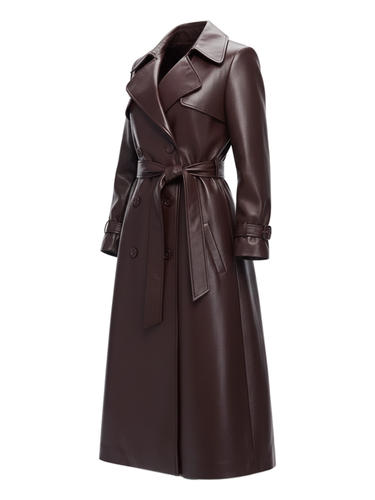 Sydney Sweeney Maroon Leather Coat 2.png