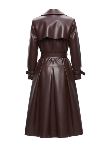 Sydney Sweeney Maroon Leather Coat 3.png