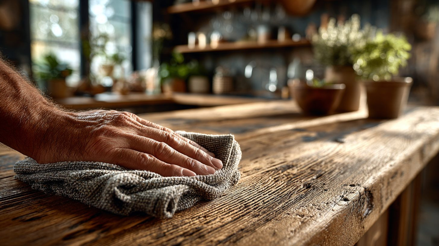 Уход за кухней Old Line из массива: протирка деревянных поверхностей