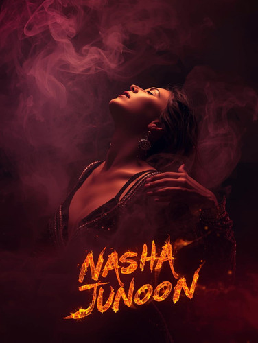 A fiery, intense cinematic music video poster. A fair skinned, sexy Indian woman is captured in a st.jpg