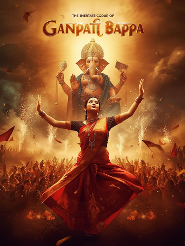 An epic, celebratory cinematic music video poster. A fair skinned, sexy Indian woman is shown in a d.jpg