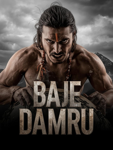 A raw, high impact cinematic poster. A close up of a fair skinned, sexy Indian man (styled as a yogi.jpg