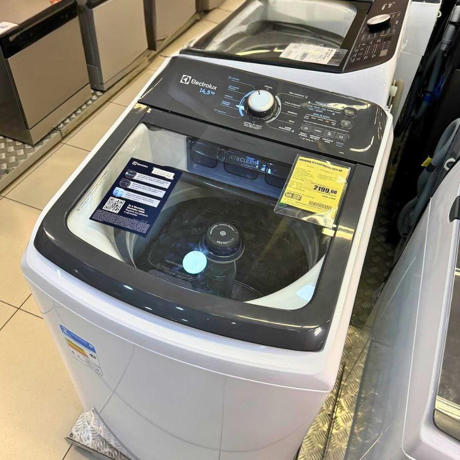 Lavadora de Roupas Electrolux 14,5kg Cesto Inox 11 Programas de Lavagem Branco Efficient LEE15