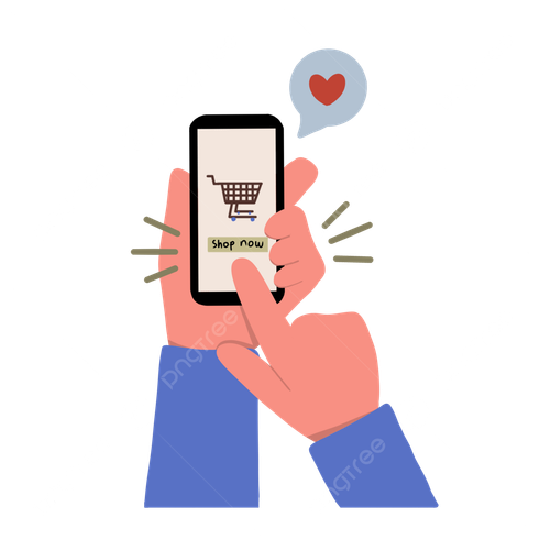 pngtree hand with phone check out online shopping png image 7553593.png