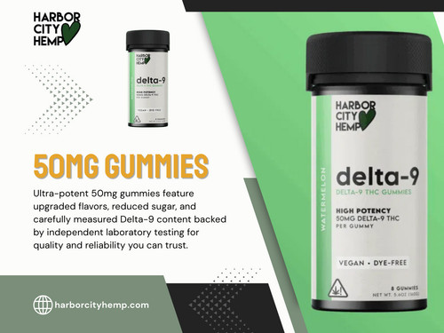 Unlike lower-dose edibles, these gummies provide a stronger, more lasting effect for users who are comfortable with higher doses. From stressful workdays to quiet evenings at home, 50mg gummies can offer relief in multiple scenarios.

Click here for more information: https://harborcityhemp.com/product/d9-thc-gummies-50mg-high-potency/

Harbor City Hemp

Address: 186 Specialty Pt, Sanford, FL 32771, USA
Phone: +1-619-639-4386

Read Our Blogs:
https://tinyurl.com/25aab6fa
https://is.gd/EmE0N7
https://v.gd/jcaq8Z

More Links:
https://v.gd/0ni99h
https://is.gd/wIwyLw
https://tinyurl.com/28857n5b