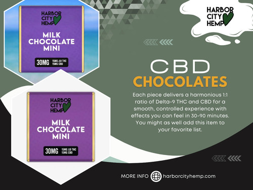 Part of enjoying Cbd chocolates or Delta 9 chocolate is savoring the flavor as well as the effects. Mindful eating helps maximize both enjoyment and safety. Eating slowly lets the chocolate melt and releases its full flavor.

Click here for more information: https://harborcityhemp.com/product/d9cbd-milk-chocolate-minis-30mg/

Harbor City Hemp

Address: 186 Specialty Pt, Sanford, FL 32771, USA
Phone: +1-619-639-4386

Read Our Blogs:
https://tinyurl.com/29fgcezf
https://v.gd/VGnIxV
https://is.gd/VyWX7J

More Links:
https://is.gd/aODVIW
https://tinyurl.com/26j9dqh9
https://v.gd/CNgJEQ