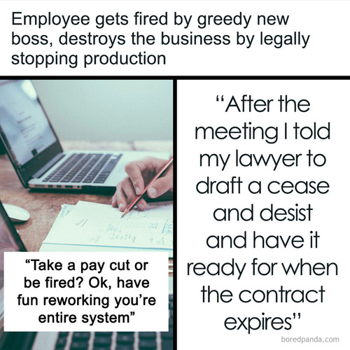 employee fired employer has to rework system malicious compliance.jpg