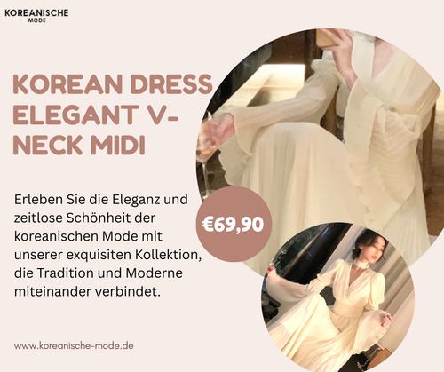 Elegantes koreanisches Midikleid mit V-Ausschnitt | Zeitloser Stil.png