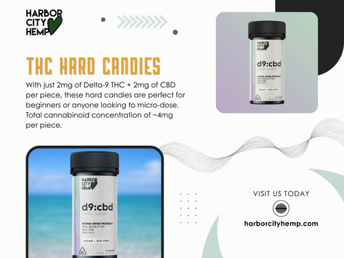 Brands like Harbor City Hemp emphasize clear labeling and consistent formulation, making it easier to understand serving size and strength. This consistency is equally important across Thc hard candies, Cbd hard candy, and Cbd hard candies, where reliable quality helps users pace consumption more confidently.

Click here for more information: https://harborcityhemp.com/product/d9cbd-hard-candy/

Harbor City Hemp

Address: 186 Specialty Pt, Sanford, FL 32771, USA
Phone: +1-619-639-4386

Read Our Blogs:
https://is.gd/R5WZNH
https://tinyurl.com/29fgcezf
https://v.gd/xi3Yqf

More Links:
https://is.gd/OUnA1s
https://v.gd/PA6bLt
https://tinyurl.com/22ulqm2s