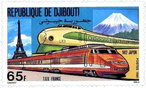 1981 Djibouti (Trains TVG France and 962 Japan).png