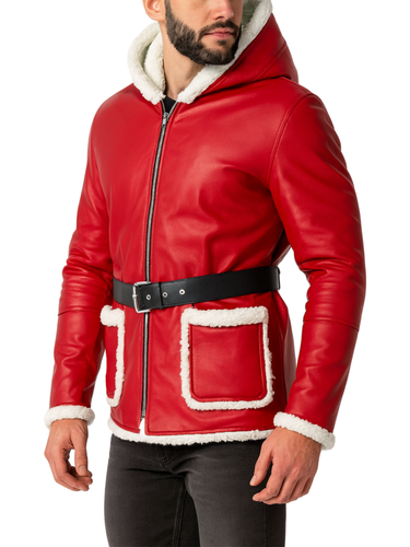 Santa Claus Hooded Red Leather Coat with Fur 1.png