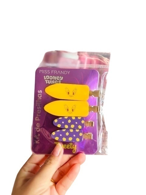 WP FX24 0711 KIT COM 4 PRESILHA DE CABELO LINHA TWEETY DZ (12 PECAS) foto 2.jpg