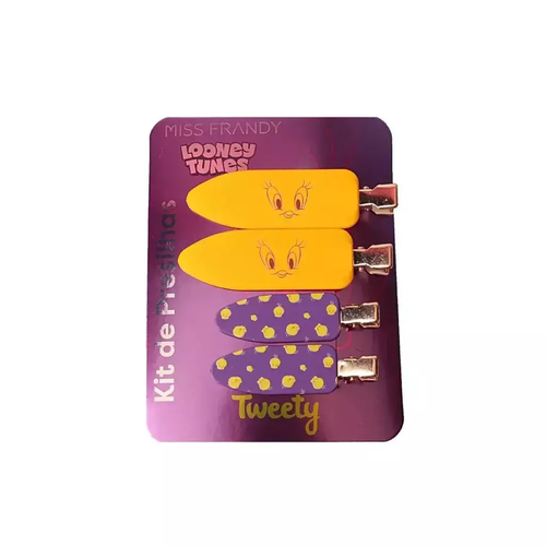WP FX24 0711 KIT COM 4 PRESILHA DE CABELO LINHA TWEETY DZ (12 PECAS) foto 1.png