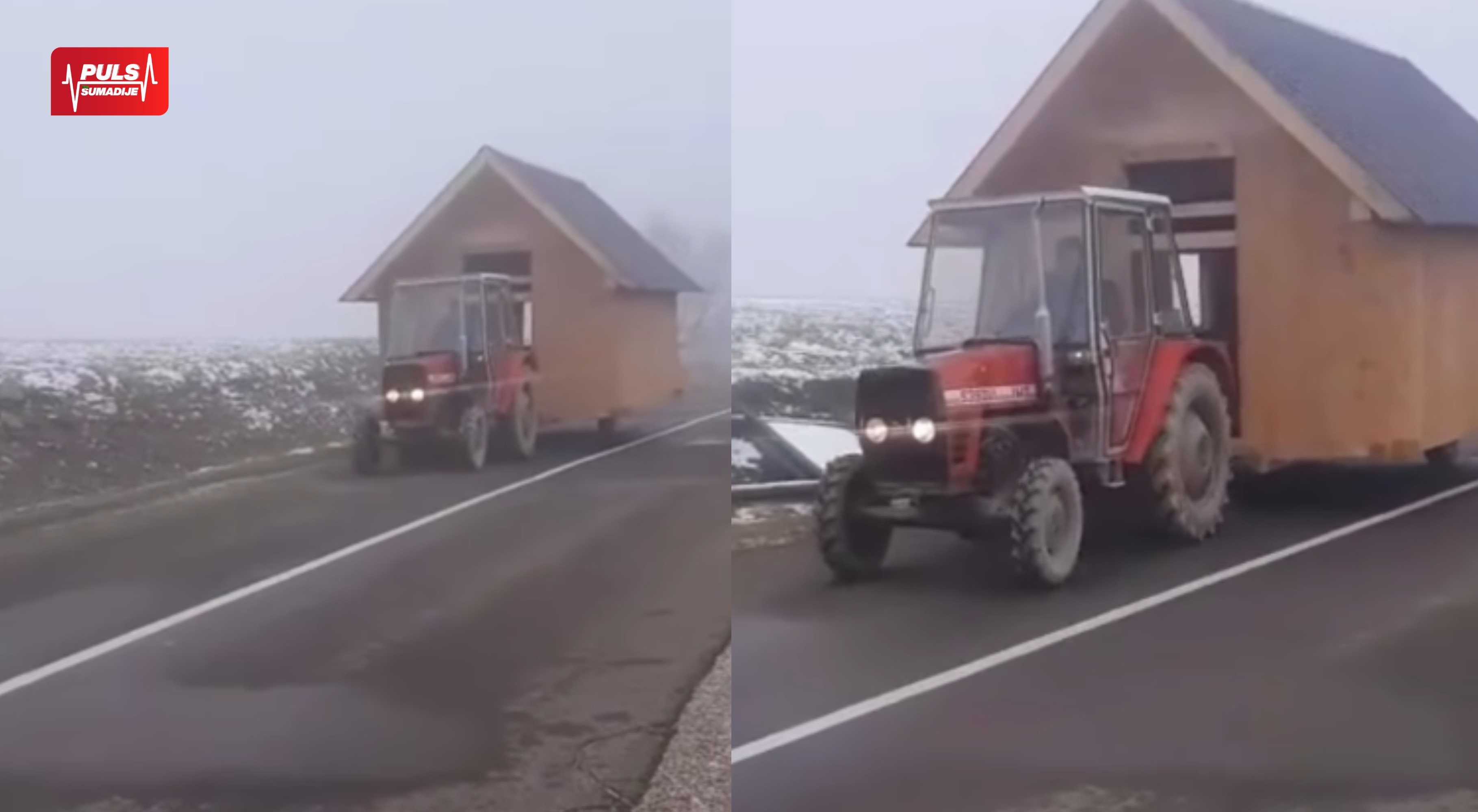 ODLUČIO DA PREMESTI KUĆU, PA JE STAVIO NA TRAKTOR: Neobičan prizor koji je nasmejao celu Srbiju!