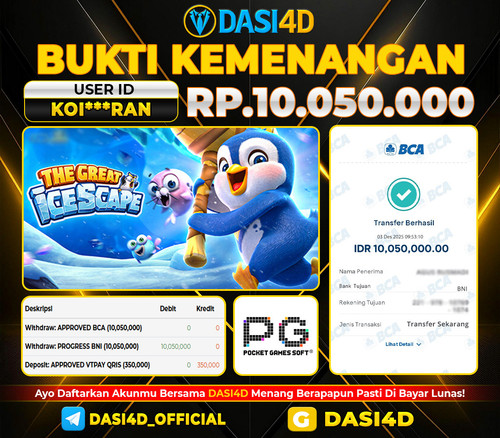 BUKTI KEMENANGAN 03 DECEMBER 2025 DI  THE GREAT ICESCAPE RP.10.050.000