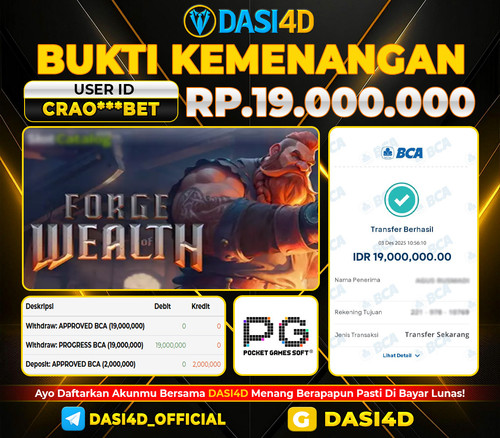 BUKTI KEMENANGAN 03 DECEMBER 2025 DI  FORGE OF WEALTH RP.19.000.000